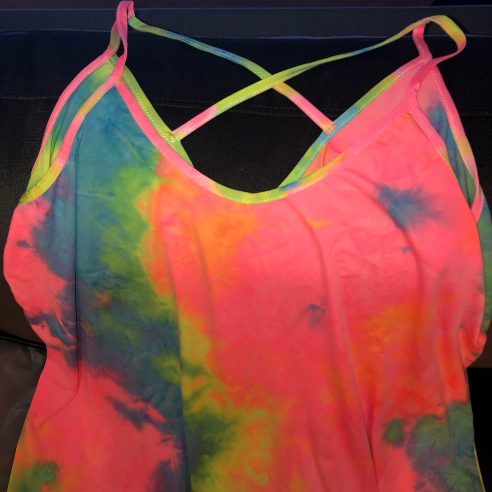 Never-worn tie-dye dress with cross-cross back in original packaging!